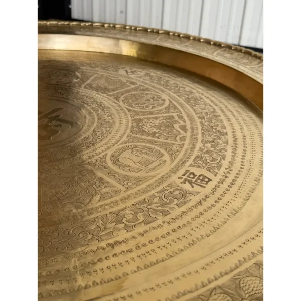 Mid-20th Century Restored Rattan and Etched Brass Tray Coffee Table – Attributed to Ficks Reed - Image 13
