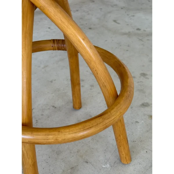 Mid-20th Century Swivel Twist Rattan Barstools in the Manner of Paul Frankl — Pair - Image 11