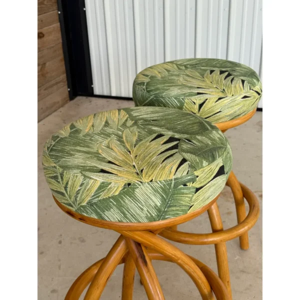 Mid-20th Century Swivel Twist Rattan Barstools in the Manner of Paul Frankl — Pair - Image 13