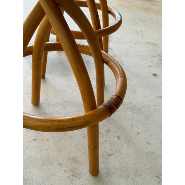 Mid-20th Century Swivel Twist Rattan Barstools in the Manner of Paul Frankl — Pair - Image 10