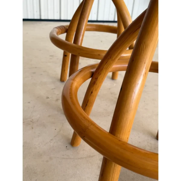 Mid-20th Century Swivel Twist Rattan Barstools in the Manner of Paul Frankl — Pair - Image 9
