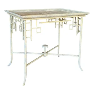 Monumental Faux Bamboo Fretwork Regency Chinoiserie Side Table by Century Furniture