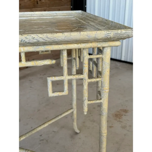 Monumental Faux Bamboo Fretwork Regency Chinoiserie Side Table by Century Furniture - Image 11