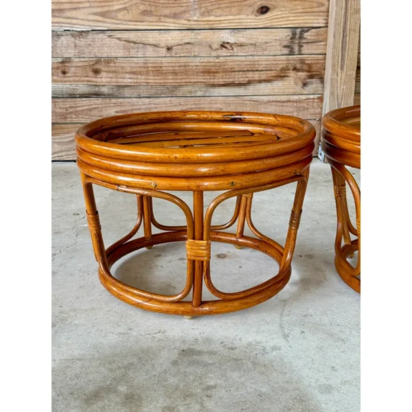 Pair of Late 20th Century Bent Rattan Ottoman Footstools - Image 6