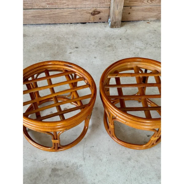 Pair of Late 20th Century Bent Rattan Ottoman Footstools - Image 5