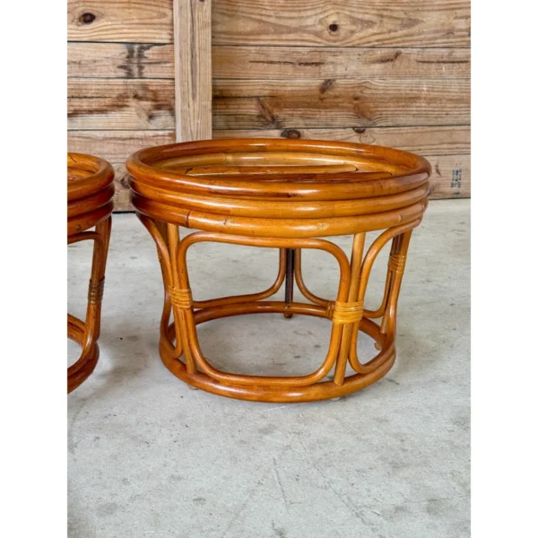Pair of Late 20th Century Bent Rattan Ottoman Footstools - Image 10