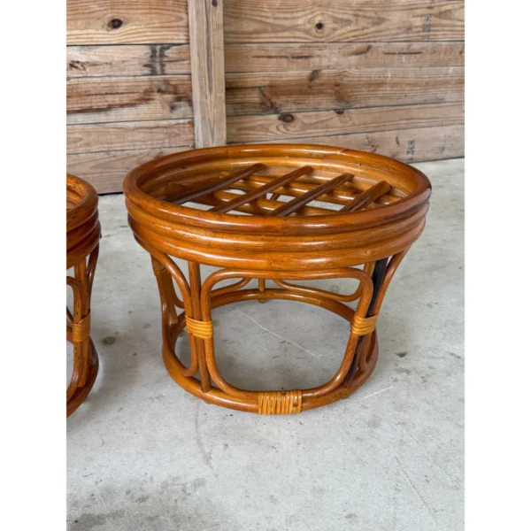 Pair of Late 20th Century Bent Rattan Ottoman Footstools - Image 7