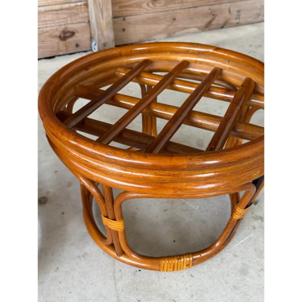 Pair of Late 20th Century Bent Rattan Ottoman Footstools - Image 9