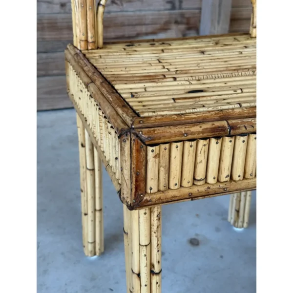 Pair of Mid-20th Century Organic Modern Refinished Split Rattan Side Chairs - Image 5
