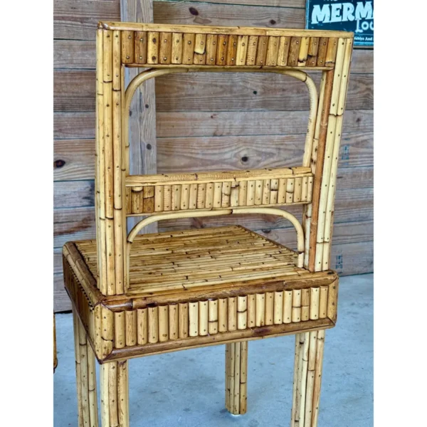 Pair of Mid-20th Century Organic Modern Refinished Split Rattan Side Chairs - Image 12
