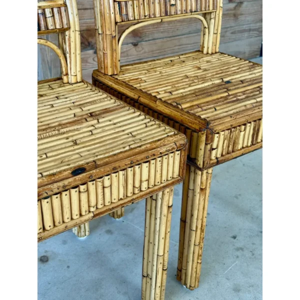 Pair of Mid-20th Century Organic Modern Refinished Split Rattan Side Chairs - Image 8