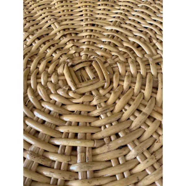 Pair of Monumental Coastal Organic Modern Rattan Weave Dining Table Bases by Wicker Works - Image 4