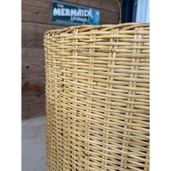Pair of Monumental Coastal Organic Modern Rattan Weave Dining Table Bases by Wicker Works - Image 3