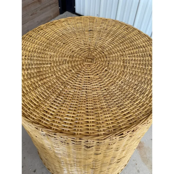 Pair of Monumental Coastal Organic Modern Rattan Weave Dining Table Bases by Wicker Works - Image 5
