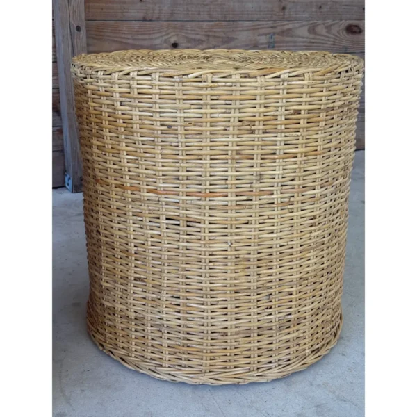 Pair of Vintage Organic Modern Coastal Wicker Works Woven Rattan Side Tables - Image 9