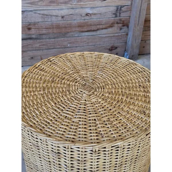 Pair of Vintage Organic Modern Coastal Wicker Works Woven Rattan Side Tables - Image 12