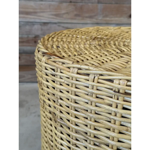 Pair of Vintage Organic Modern Coastal Wicker Works Woven Rattan Side Tables - Image 7