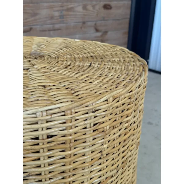 Pair of Vintage Organic Modern Coastal Wicker Works Woven Rattan Side Tables - Image 6