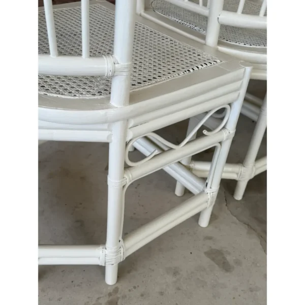 Pair of Vintage Painted Rattan Chippendale Style High Back Chairs With Cane Seats - Image 6