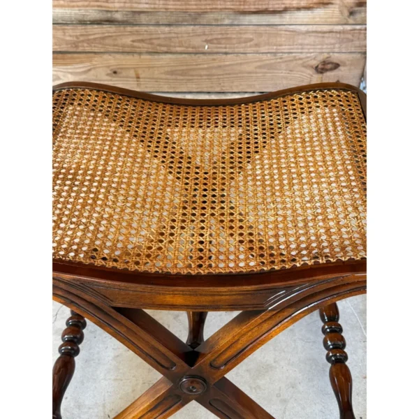Regency Campaign-Style X-Base Cane Stools in the Manner of Gillows of Lancaster-Pair - Image 3