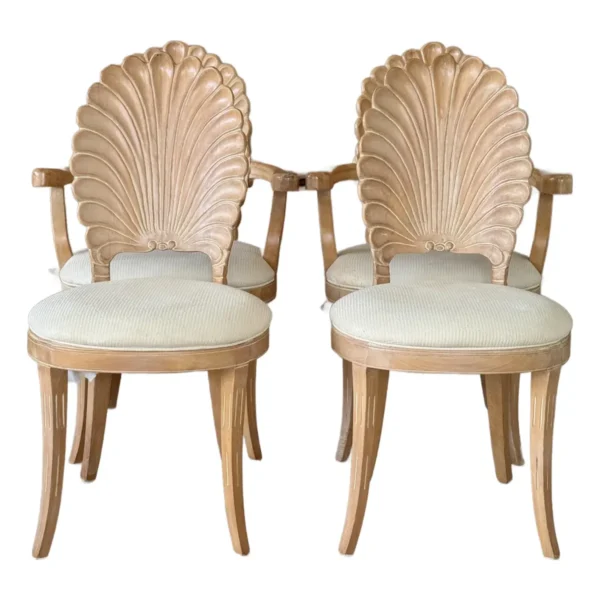 Set of Four Mid-20th Century Shell Carved Grotto Dining Chairs by Andre Originals - Image 2
