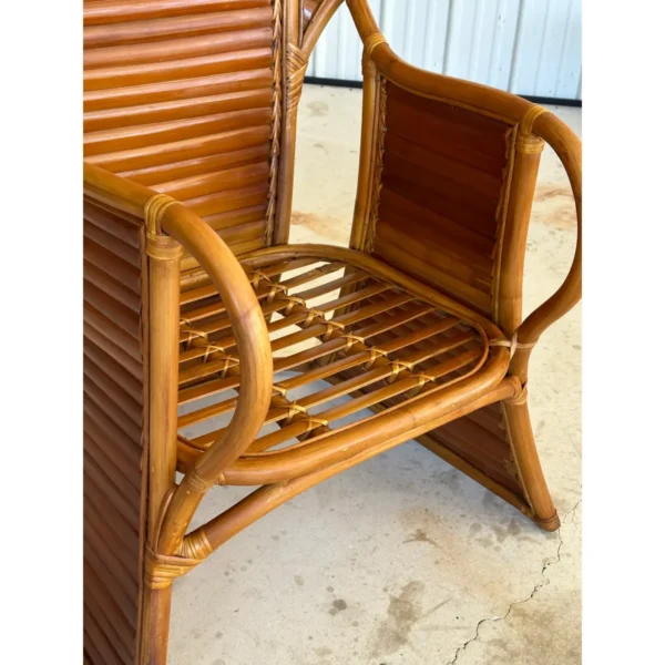 Vintage Coastal Boho Cobra Peacock Rattan Side Chair - Image 6