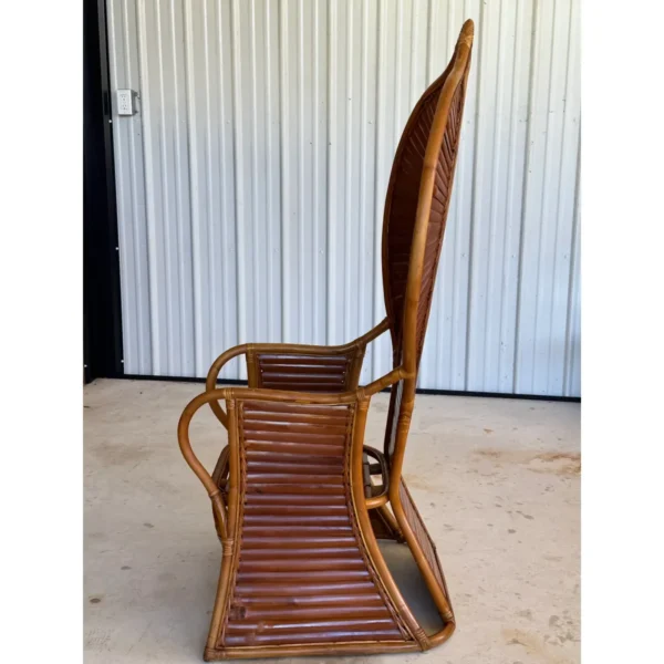 Vintage Coastal Boho Cobra Peacock Rattan Side Chair - Image 7