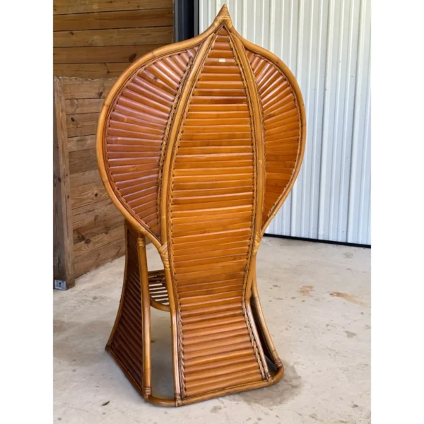 Vintage Coastal Boho Cobra Peacock Rattan Side Chair - Image 10