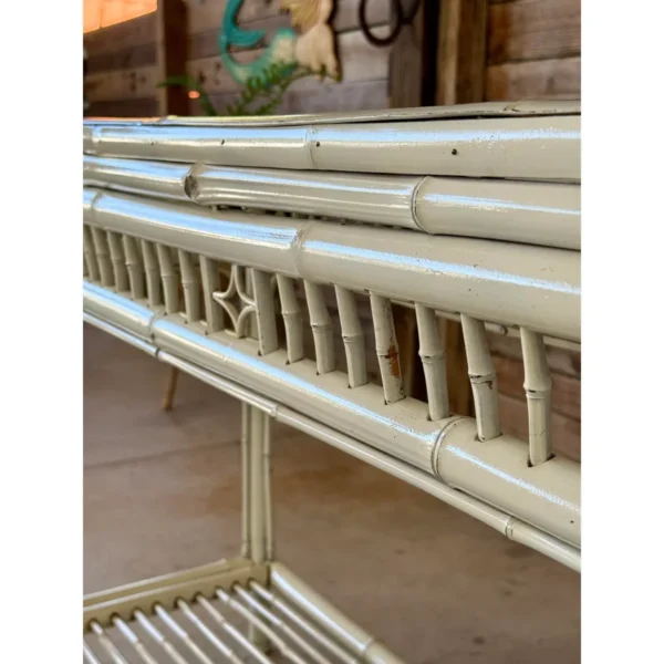 Vintage Coastal Brighton Pavilion Style Painted Bamboo Console Table - Image 10