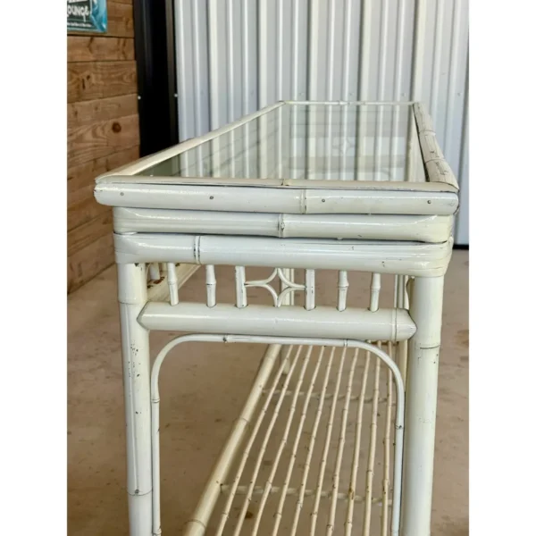 Vintage Coastal Brighton Pavilion Style Painted Bamboo Console Table - Image 8