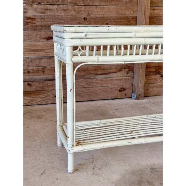 Vintage Coastal Brighton Pavilion Style Painted Bamboo Console Table - Image 13