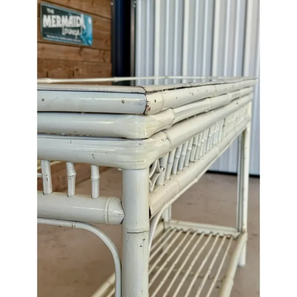 Vintage Coastal Brighton Pavilion Style Painted Bamboo Console Table - Image 6