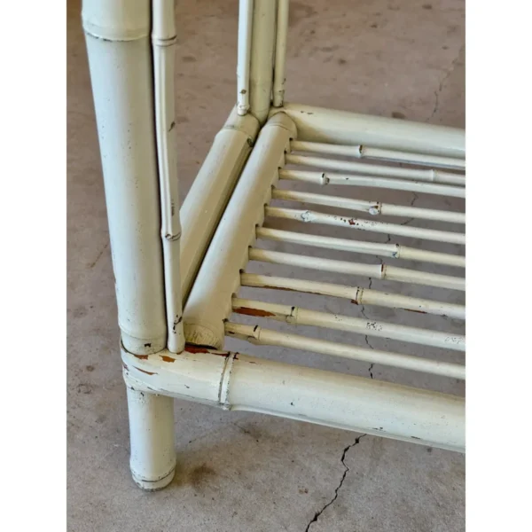Vintage Coastal Brighton Pavilion Style Painted Bamboo Console Table - Image 9