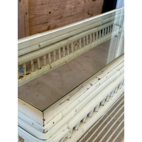 Vintage Coastal Brighton Pavilion Style Painted Bamboo Console Table - Image 7