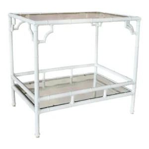 Vintage Coastal Regency Faux Bamboo Aluminum Side Table by Meadowcraft