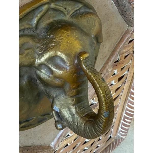 Vintage Coastal Regency Handwoven Rattan Sideboard With Elephant Head Pulls - Image 5