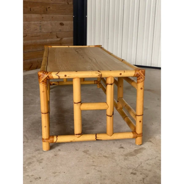 Vintage Mid-Century Coastal Bamboo Coffee Table - Image 10