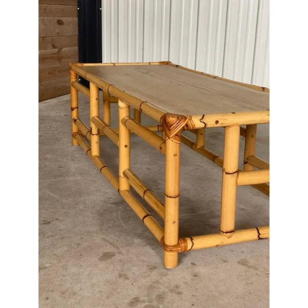 Vintage Mid-Century Coastal Bamboo Coffee Table - Image 8