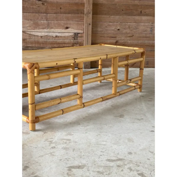 Vintage Mid-Century Coastal Bamboo Coffee Table - Image 5