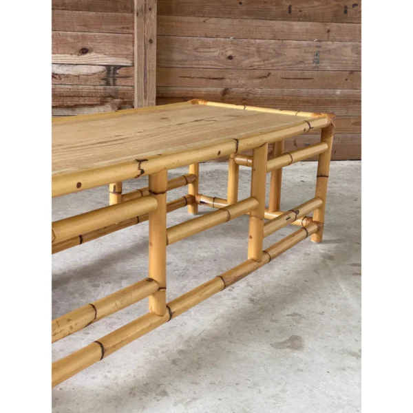 Vintage Mid-Century Coastal Bamboo Coffee Table - Image 7