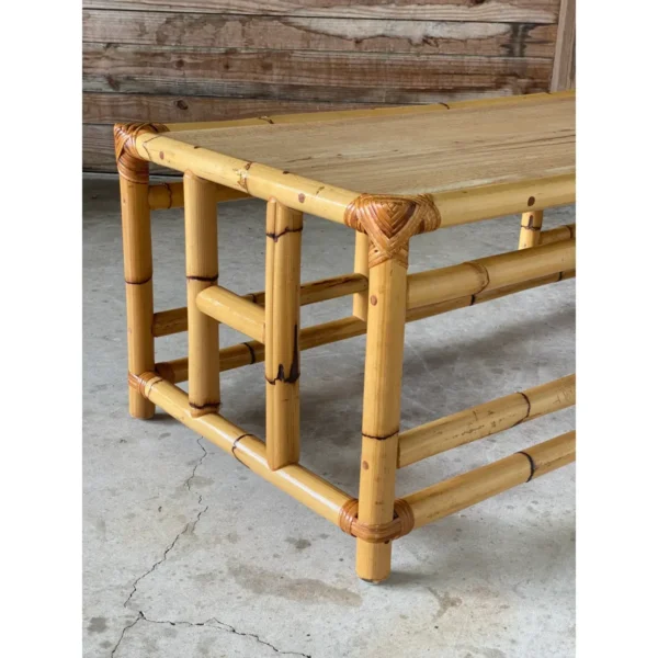 Vintage Mid-Century Coastal Bamboo Coffee Table - Image 6