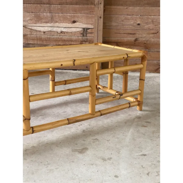 Vintage Mid-Century Coastal Bamboo Coffee Table - Image 11