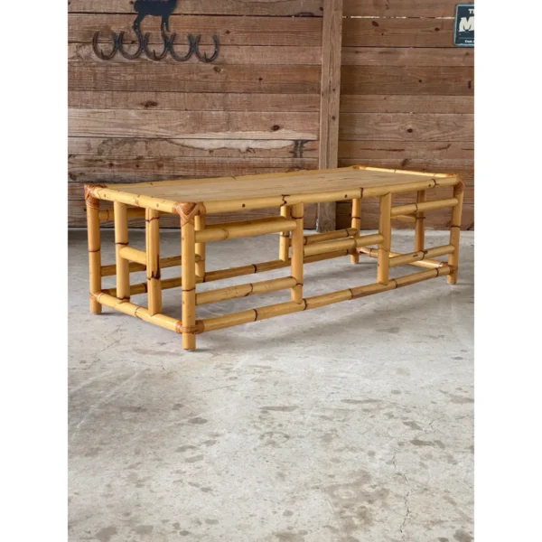 Vintage Mid-Century Coastal Bamboo Coffee Table - Image 3