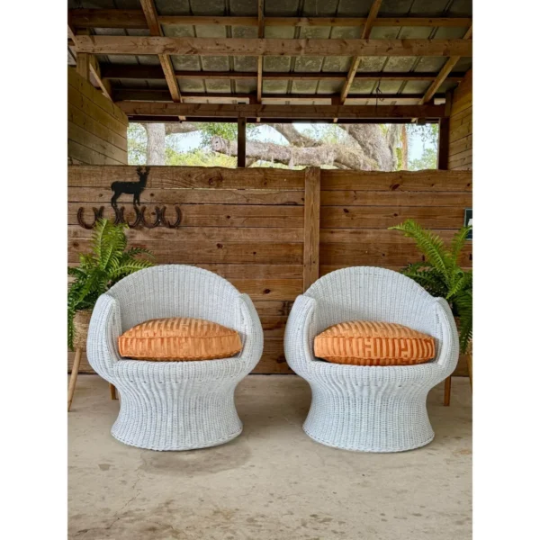 Vintage Sculptural Wicker Barrel Egg Pod Chairs in the Manner of Eero Aarnio - Image 11
