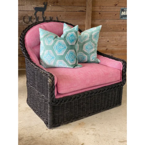 Wicker Works Coastal Regency Rattan Large Scale Lounge Chair - Image 3