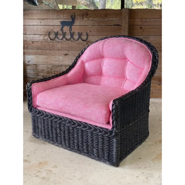 Wicker Works Coastal Regency Rattan Large Scale Lounge Chair - Image 5