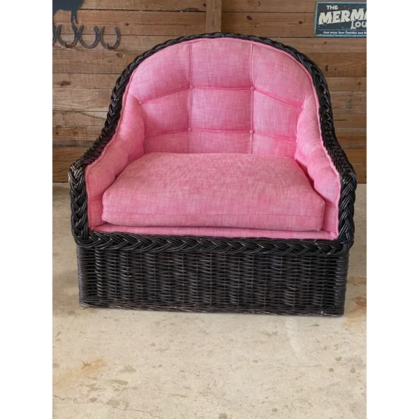 Wicker Works Coastal Regency Rattan Large Scale Lounge Chair - Image 4
